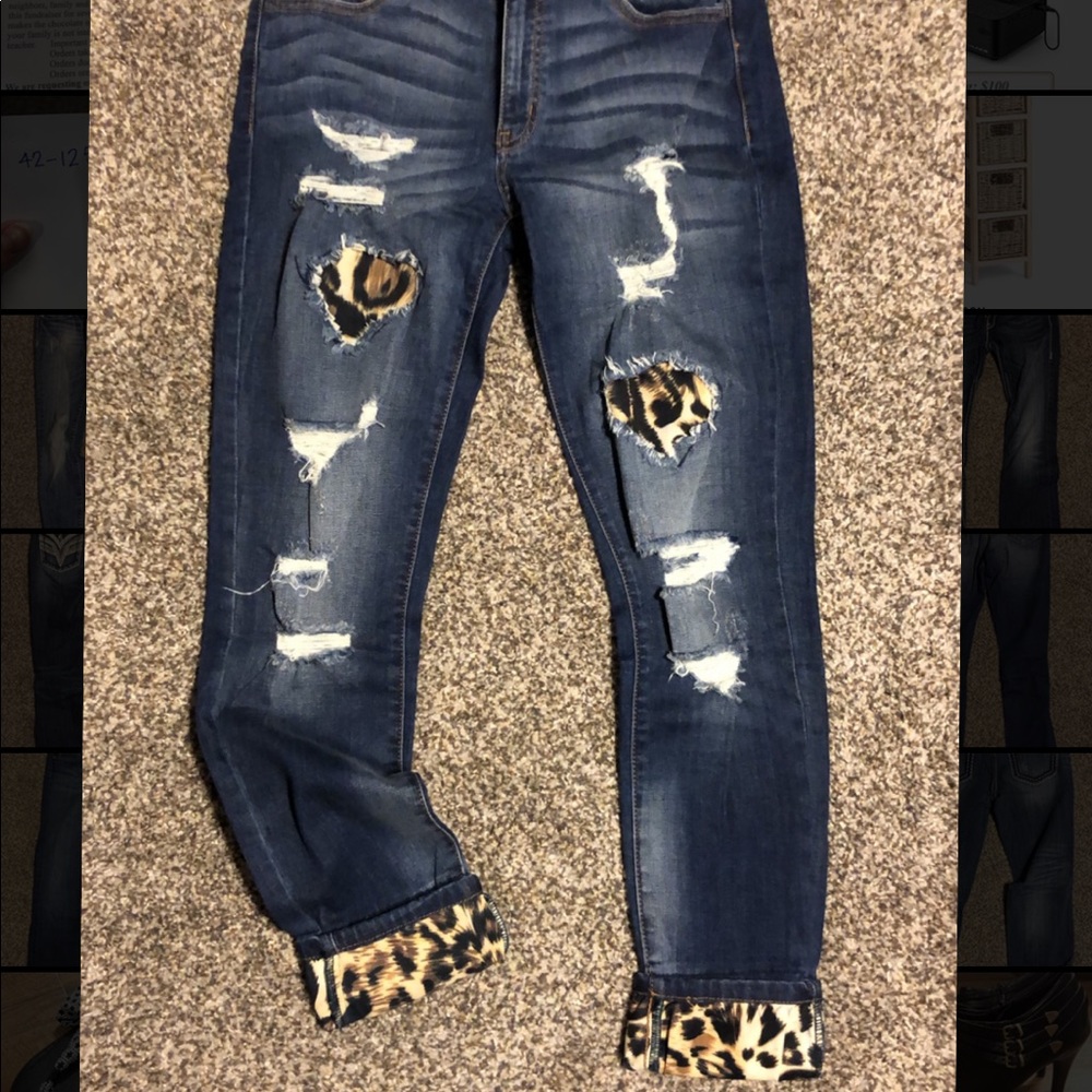 KanKan Jeans with Leopard print detail